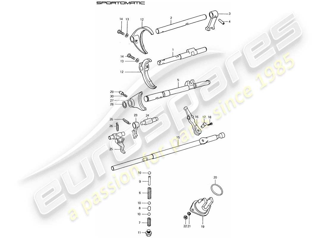 porsche 1976 (911) varillas de cambio - horquillas de cambio diagrama de piezas