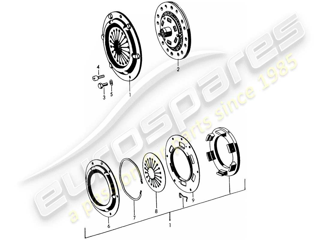 porsche 1963 (356b/356c) embrague diagrama de piezas