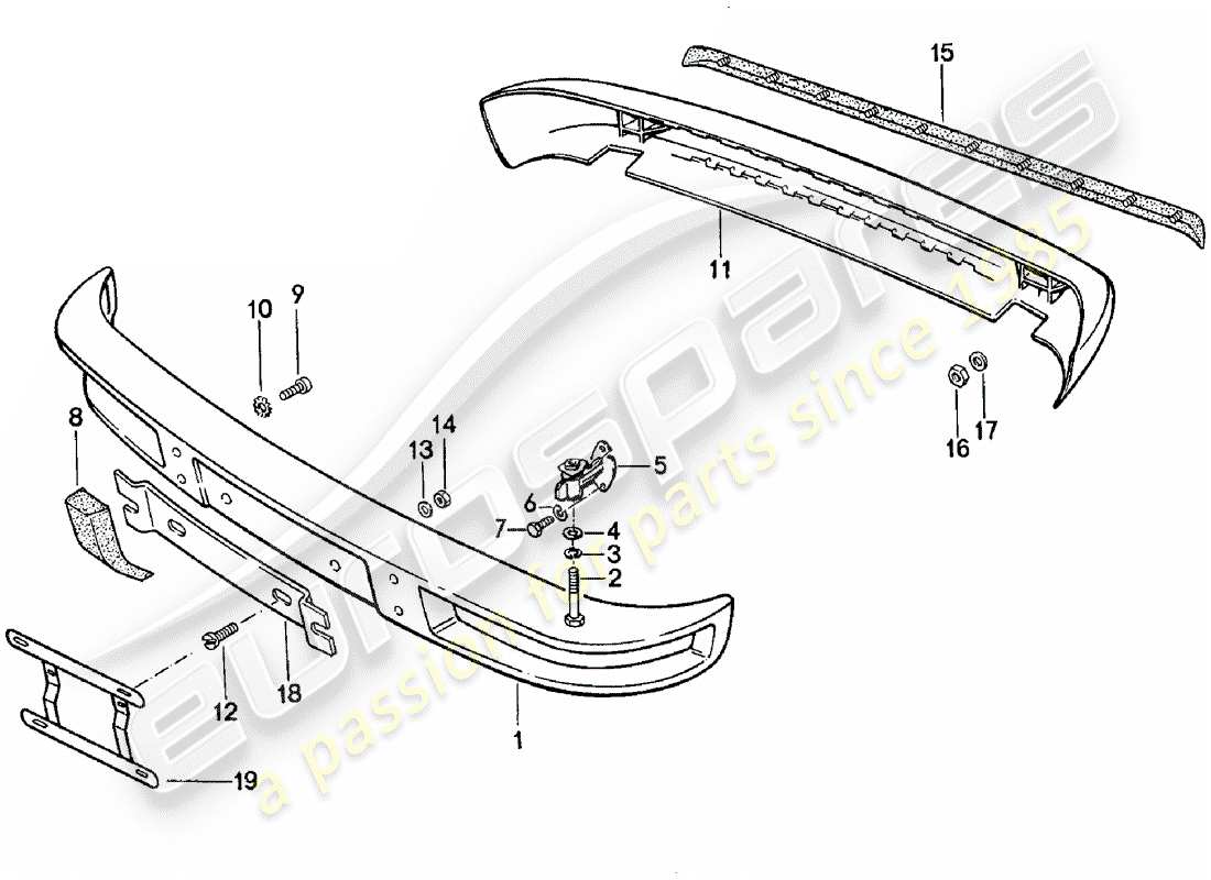 porsche 1982 (924) parachoques - sin: - diagrama de piezas del buffer
