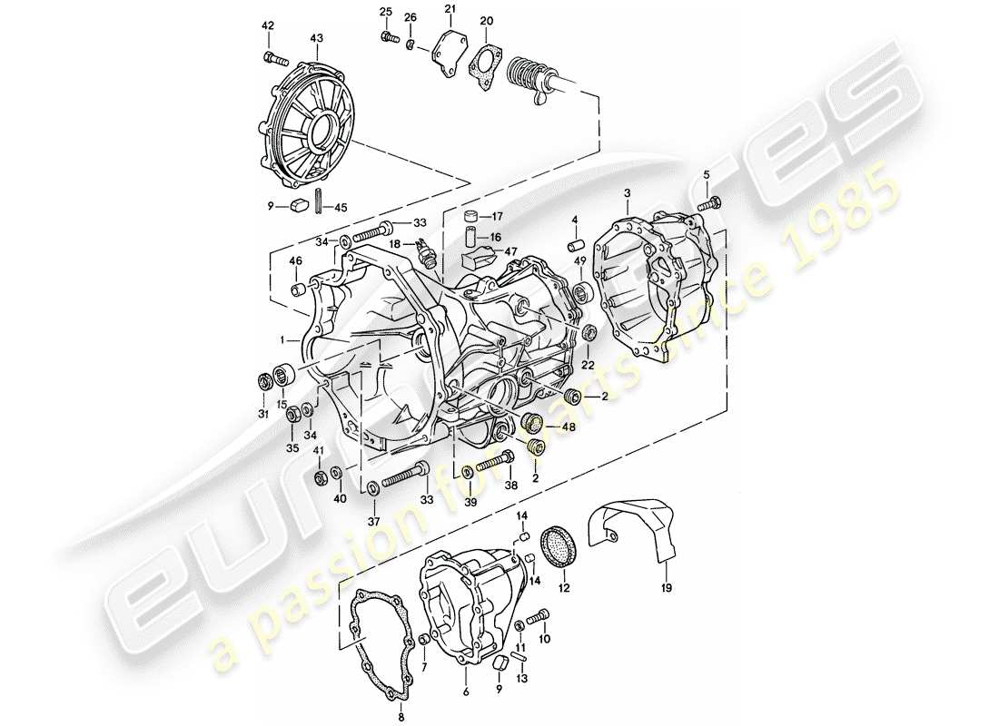 porsche 1987 (924s) transmisión de repuesto - caja de transmisión - caja de cambios manual diagrama de piezas