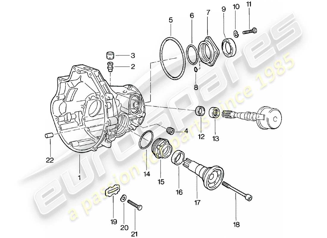 porsche 1981 (924) transmisión de repuesto - carcasa de impulsión final - transmisión automática diagrama de piezas