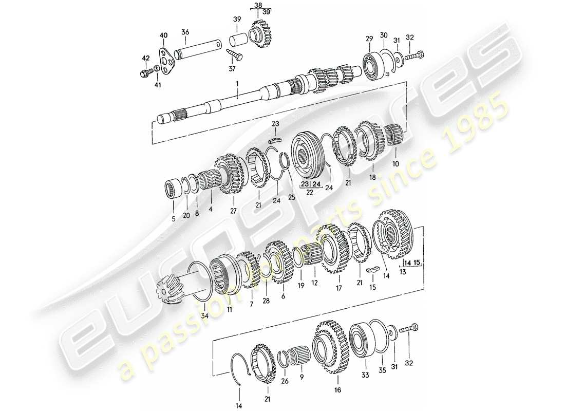 porsche 1978 (924) engranajes y ejes - 4-speed diagrama de piezas