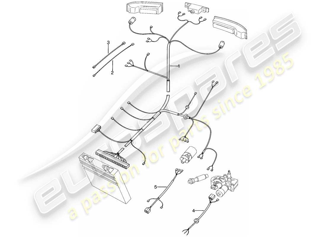 porsche 1979 (924) arneses de cableado - extremo trasero diagrama de piezas