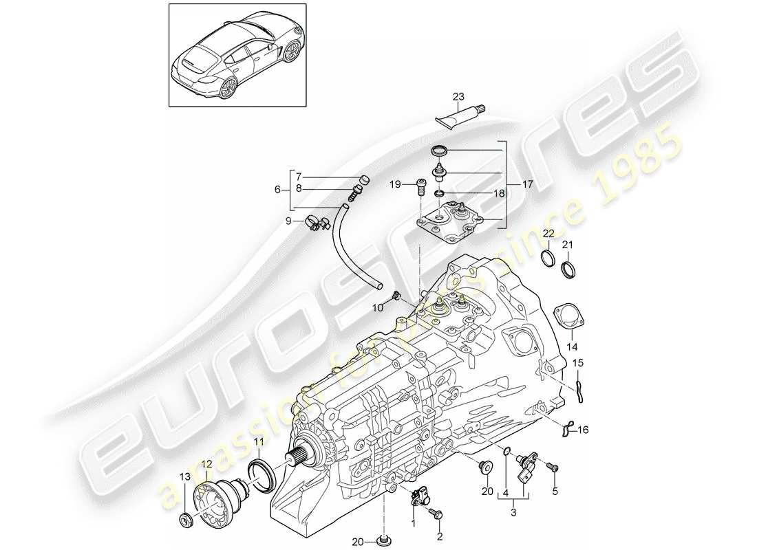 porsche 2014 (panamera 970) transmisión de repuesto diagrama de piezas