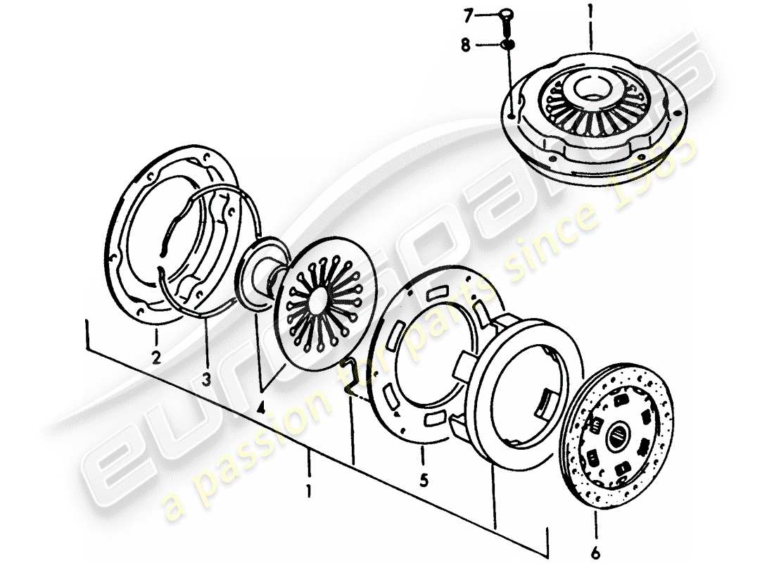 porsche 1957 (356/356a) embrague - g 25 001 >> diagrama de piezas
