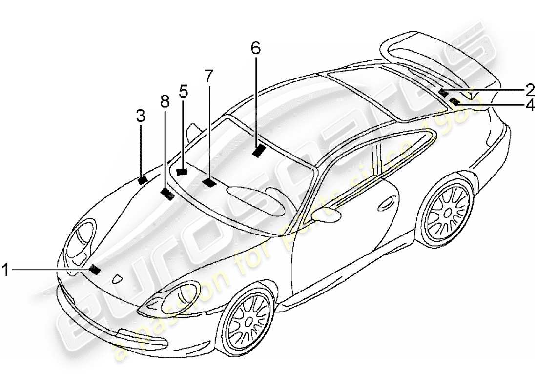 porsche 2005 (996 gt3) señales/avisos diagrama de piezas