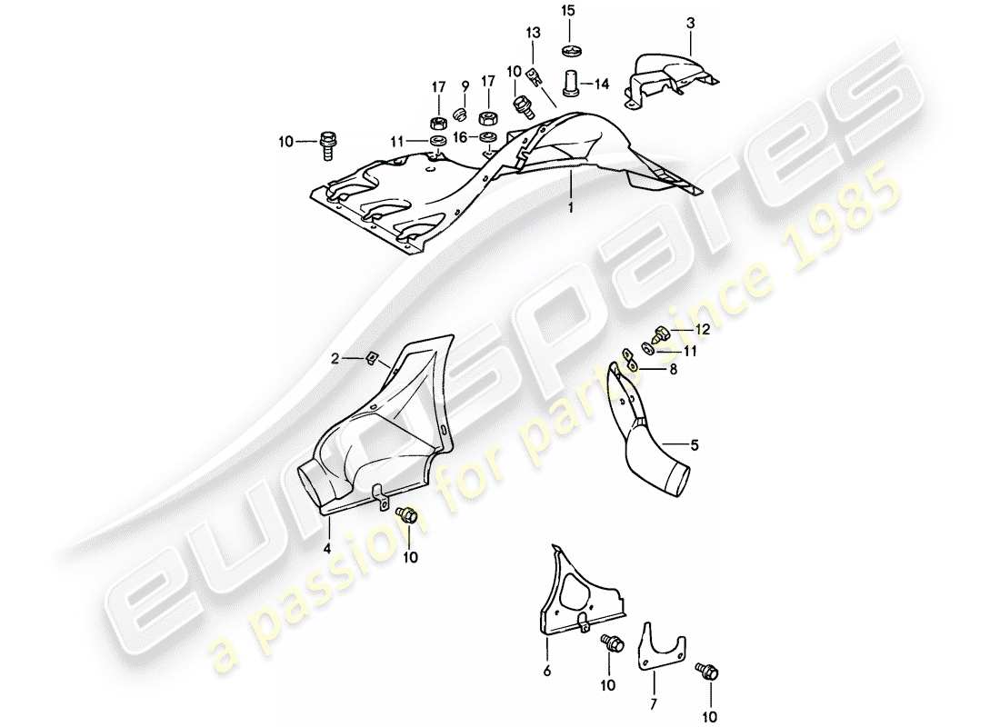 porsche 1987 (911) ducto de aire diagrama de piezas