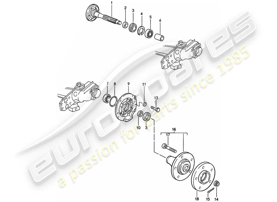 porsche 1983 (944) eje de rueda trasera - lubricantes diagrama de piezas