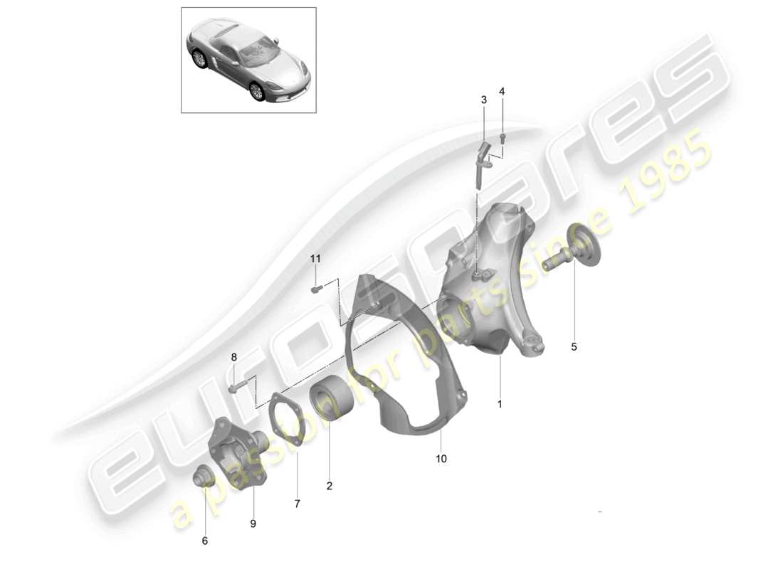 porsche 2020 (718 boxster) portaruedas cubo de rueda diagrama de piezas