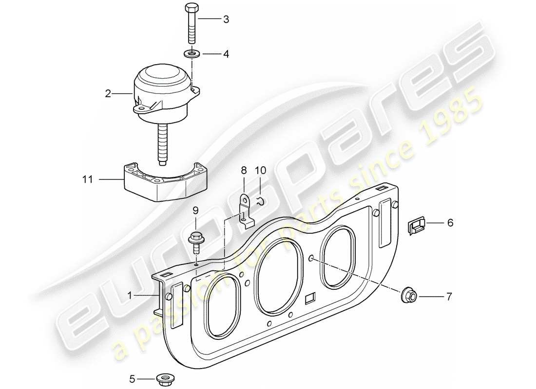 porsche 2004 (996 gt3) suspensión del motor diagrama de piezas