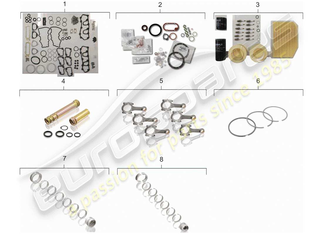 porsche 1994 (993) juego de mantenimiento - juego de juntas - kits de reparación diagrama de piezas
