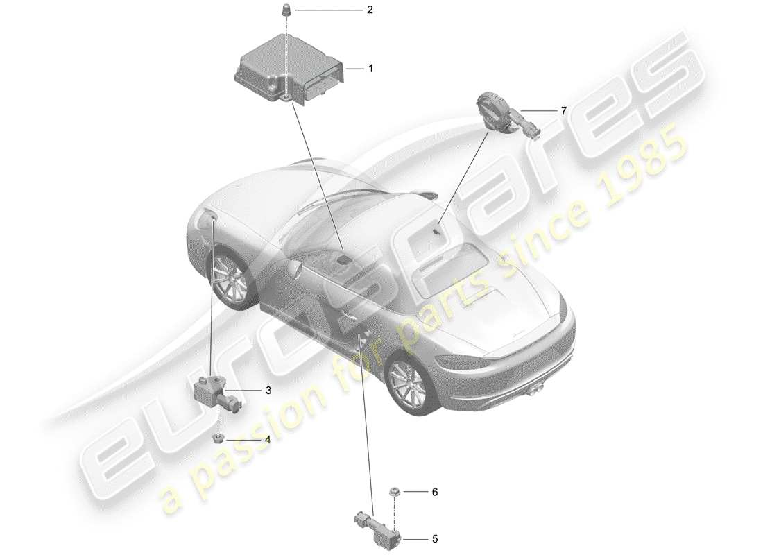 porsche 2020 (718 boxster) módulo de control electrónico diagrama de piezas