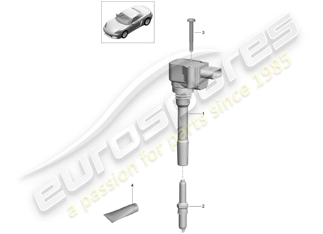 porsche 2020 (718 boxster) diagrama de piezas del sistema de encendido