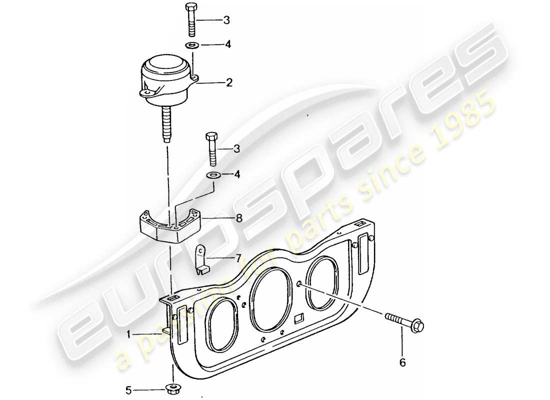 porsche 2001 (996 turbo / gt2) diagrama de piezas de suspensión del motor