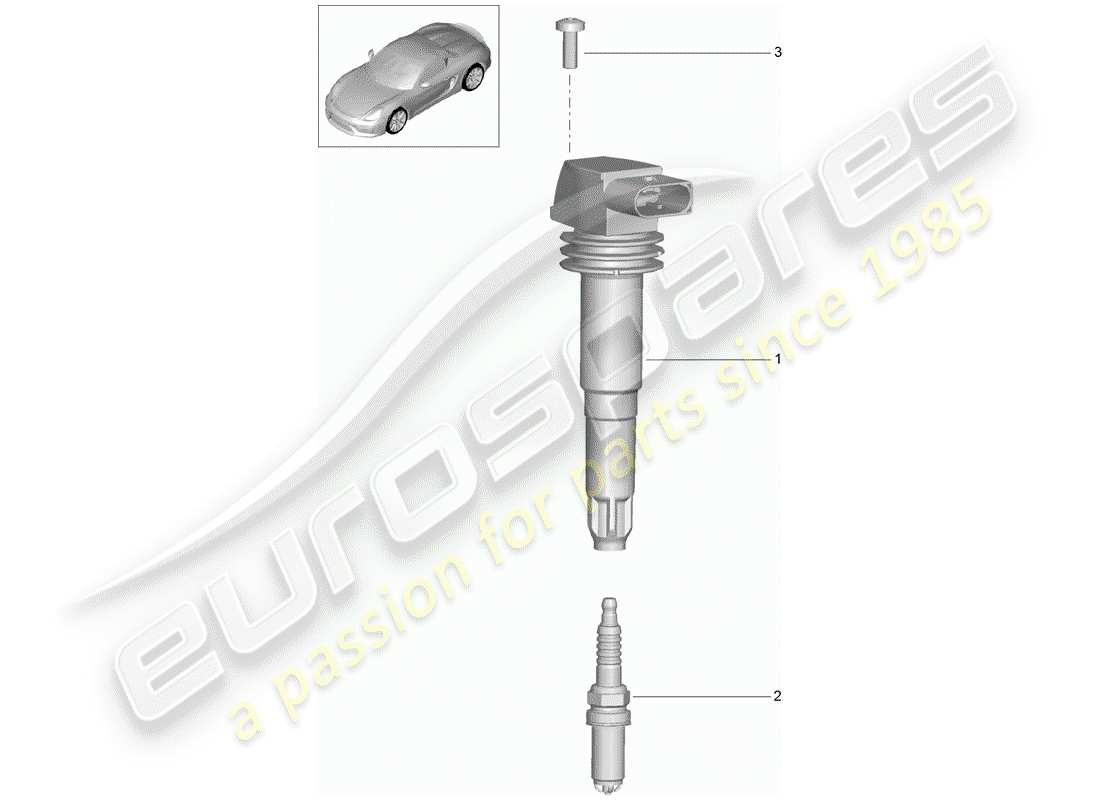porsche 2016 (981 boxster spyder) diagrama de piezas del sistema de encendido