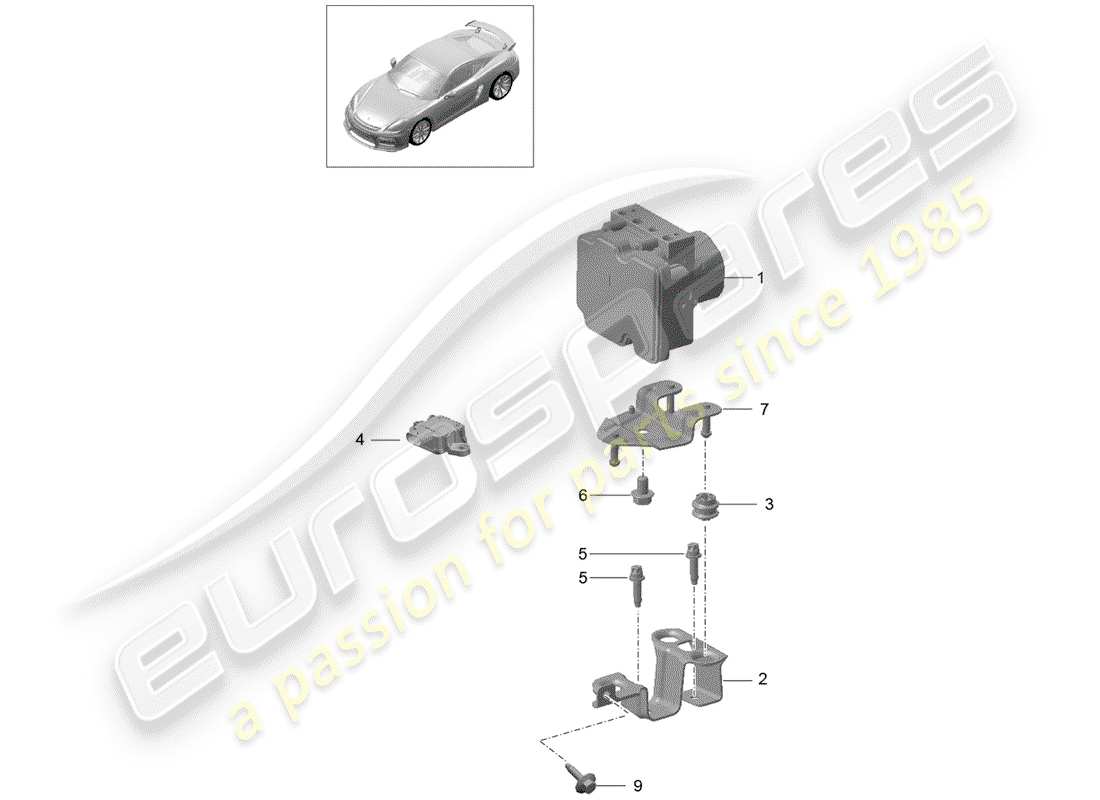 porsche 2016 (981 cayman gt4) unidad hidraulica diagrama de piezas