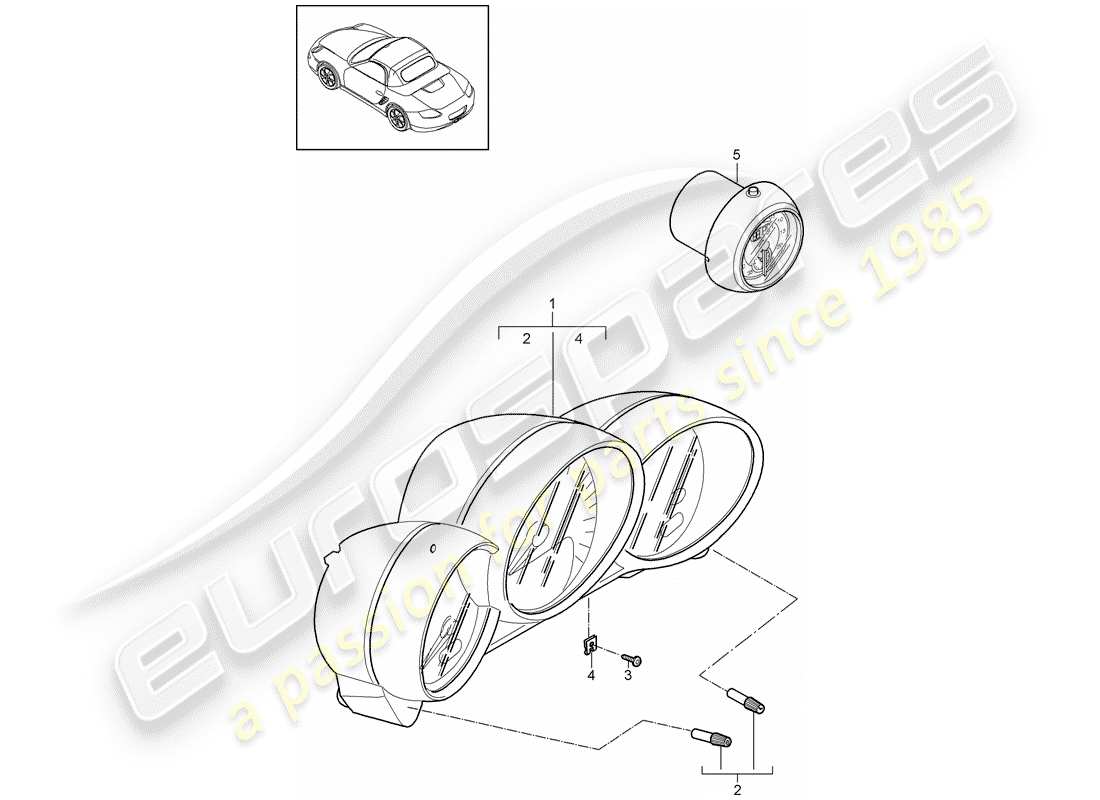 porsche 2010 (987 boxster) instrumentos diagrama de piezas