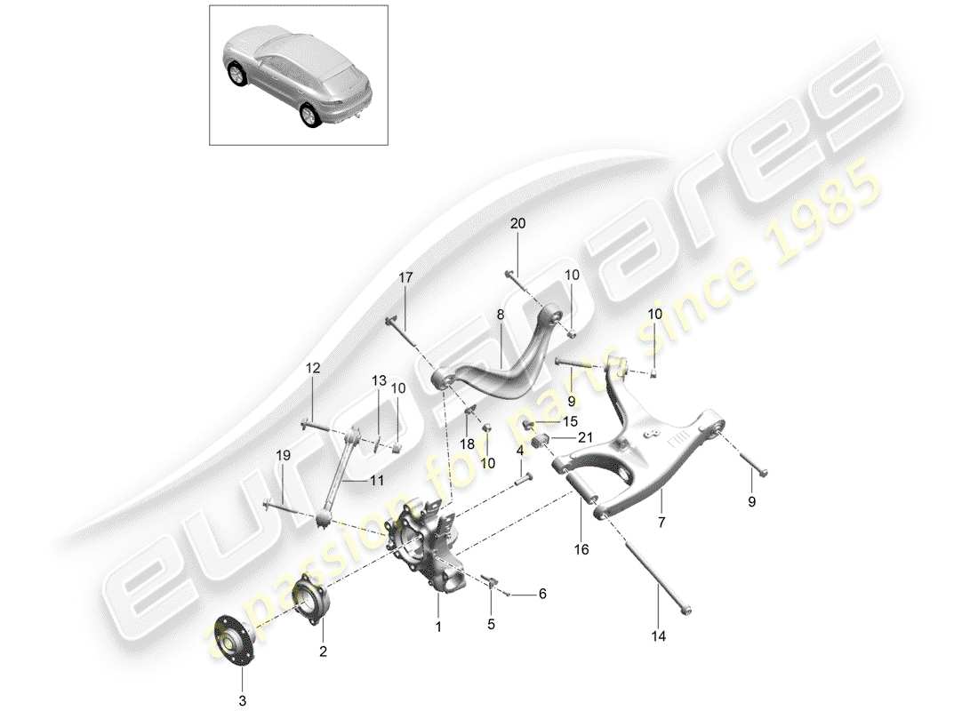 porsche 2018 (macan) eje posterior diagrama de piezas