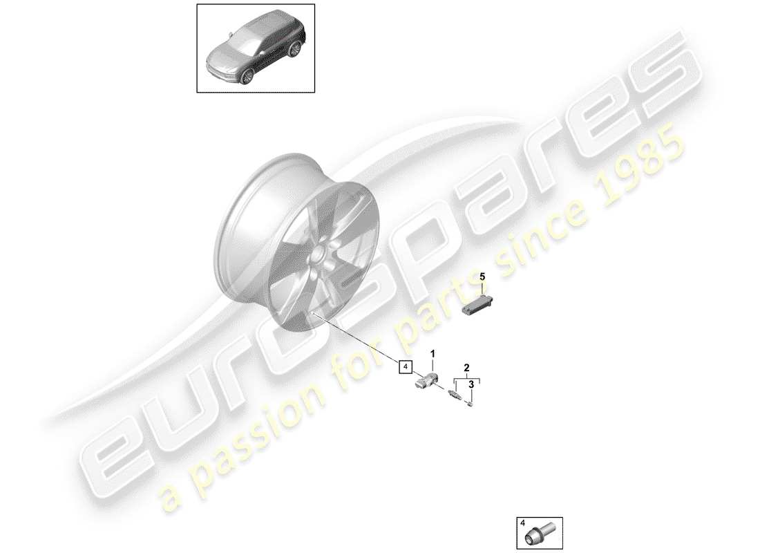 porsche 2020 (cayenne e3 9ya/9yb) sistema de control de presión de neumáticos diagrama de piezas
