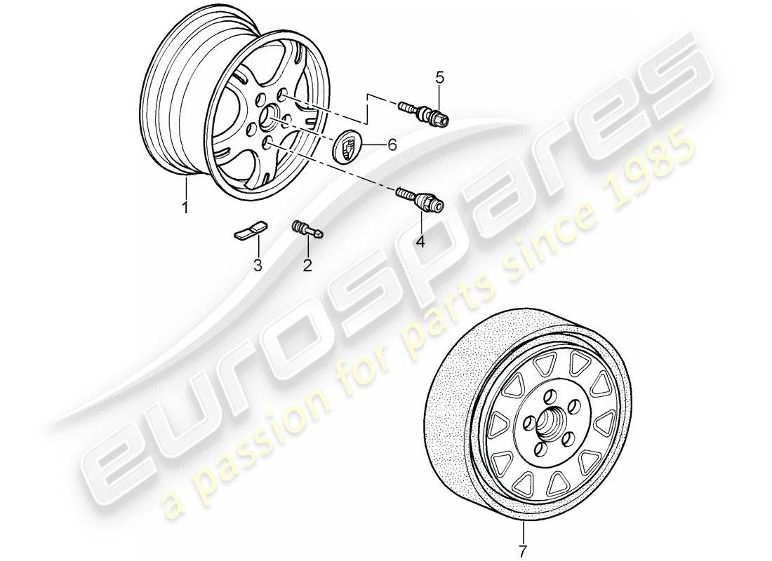 porsche 2007 (987 cayman) diagrama de piezas de ruedas