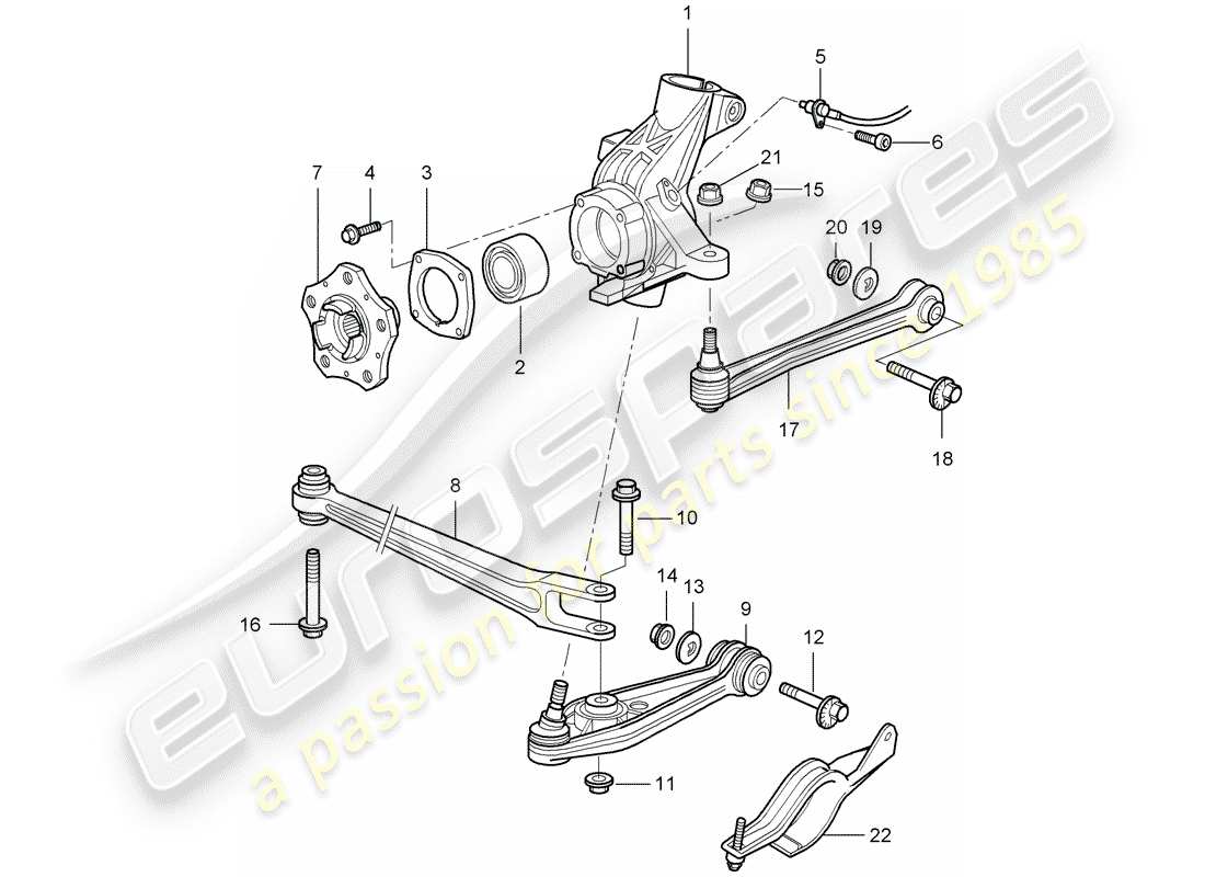 porsche 2008 (987 cayman) eje posterior diagrama de piezas