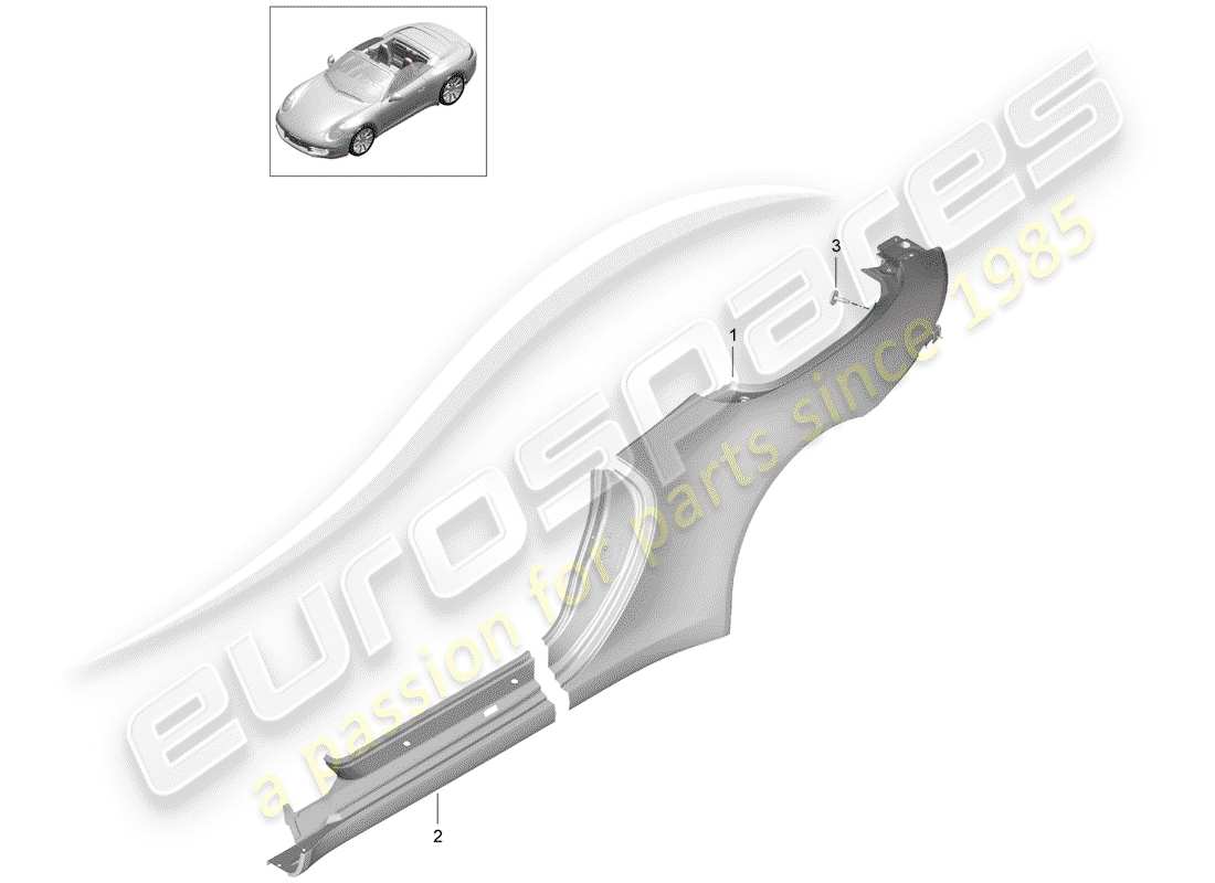 porsche 2013 (991-1) panel lateral diagrama de piezas
