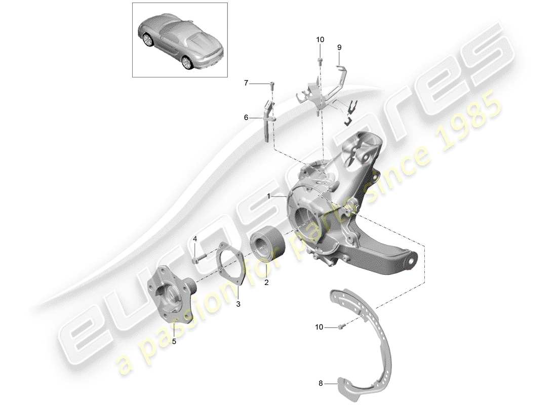porsche 2016 (981 boxster spyder) diagrama de piezas del eje trasero