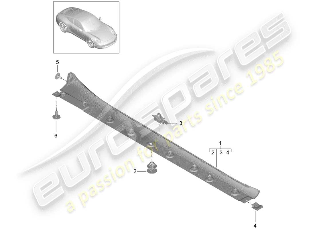 porsche 2012 (991-1) moldura de larguero diagrama de piezas