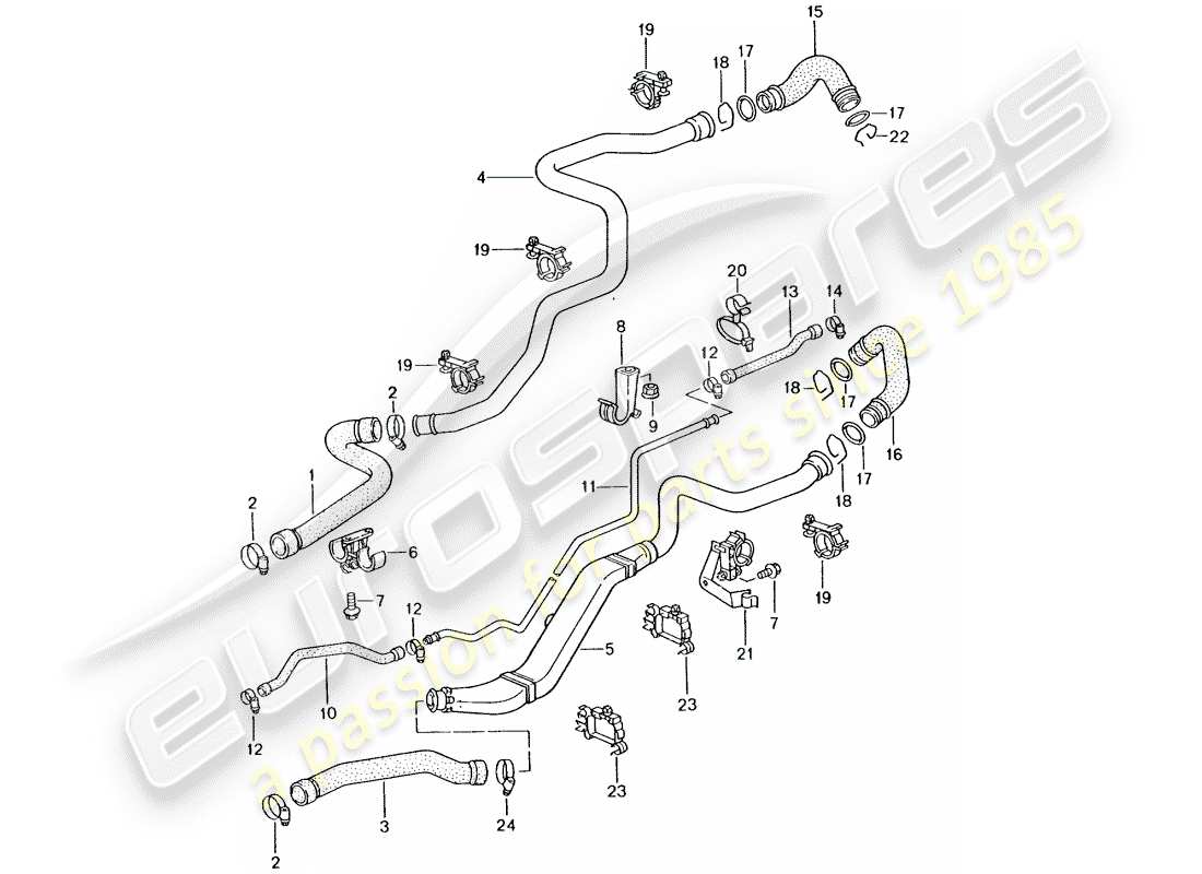 porsche 2001 (996 turbo / gt2) refrigeración por agua 1 diagrama de piezas