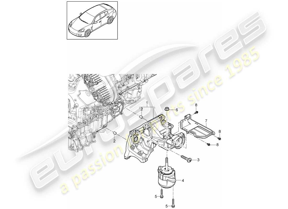 porsche 2016 (panamera 970) suspensión del motor diagrama de piezas