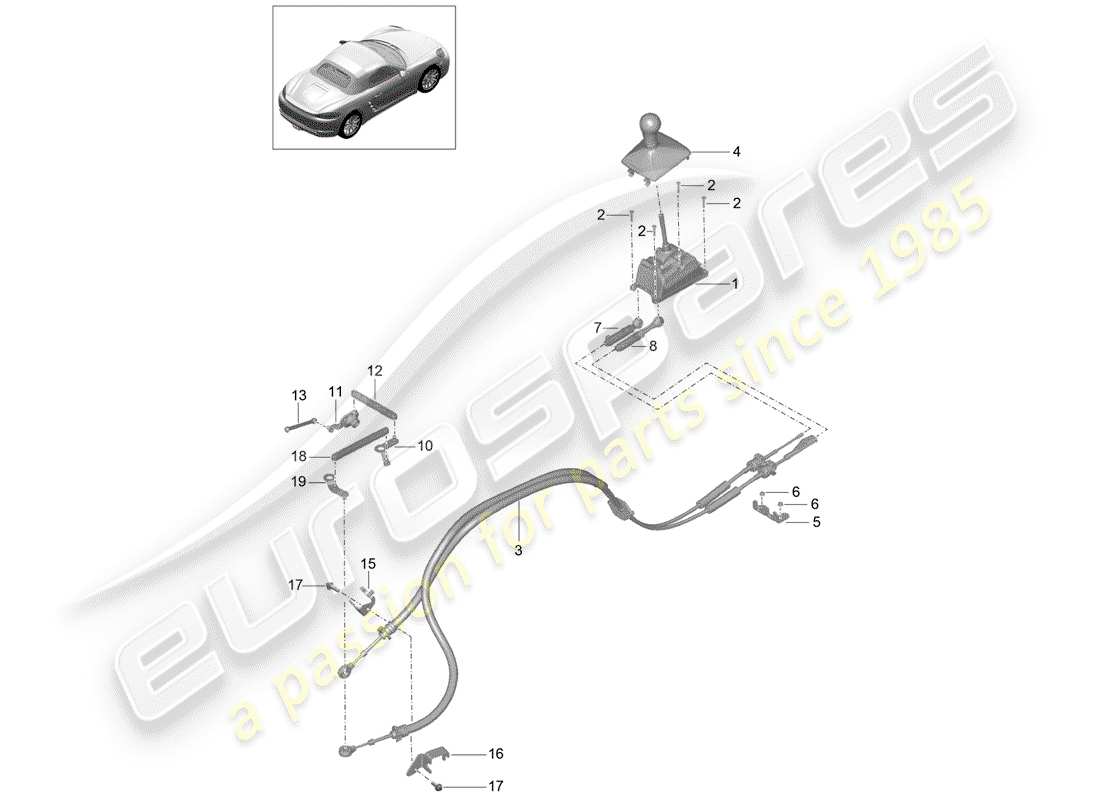 porsche 2020 (718 boxster) diagrama de piezas del mecanismo de cambio