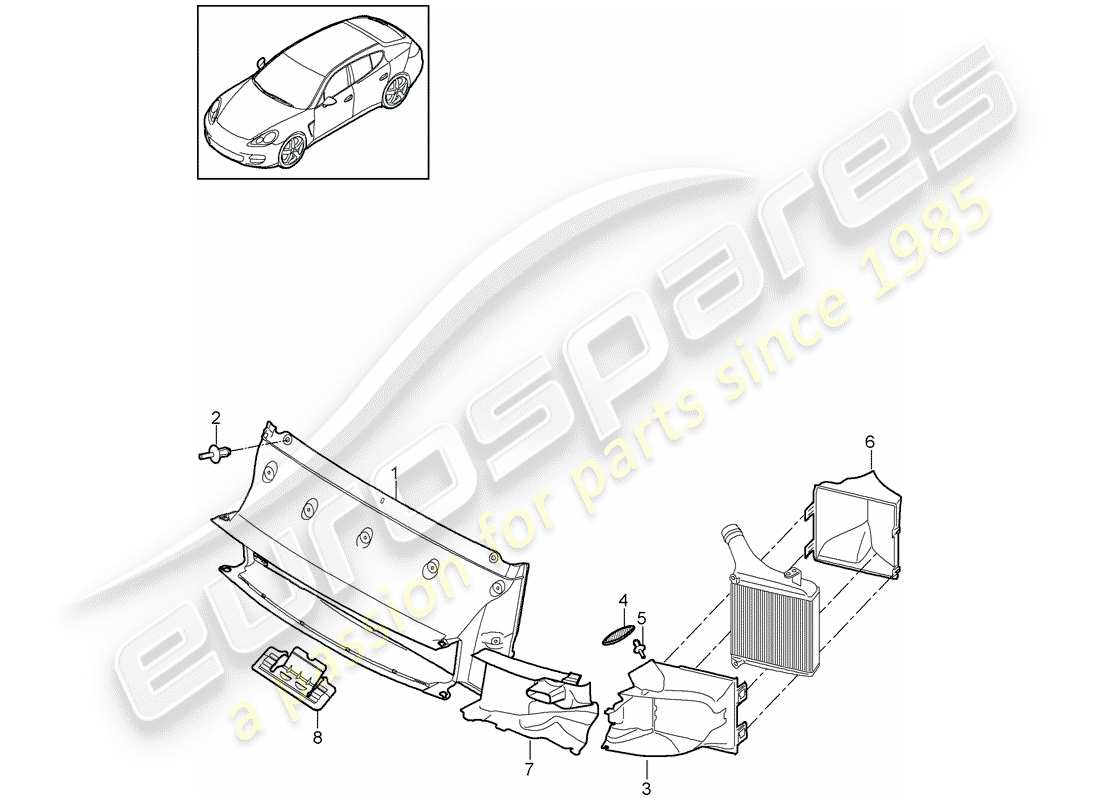 porsche 2016 (panamera 970) ducto de aire diagrama de piezas