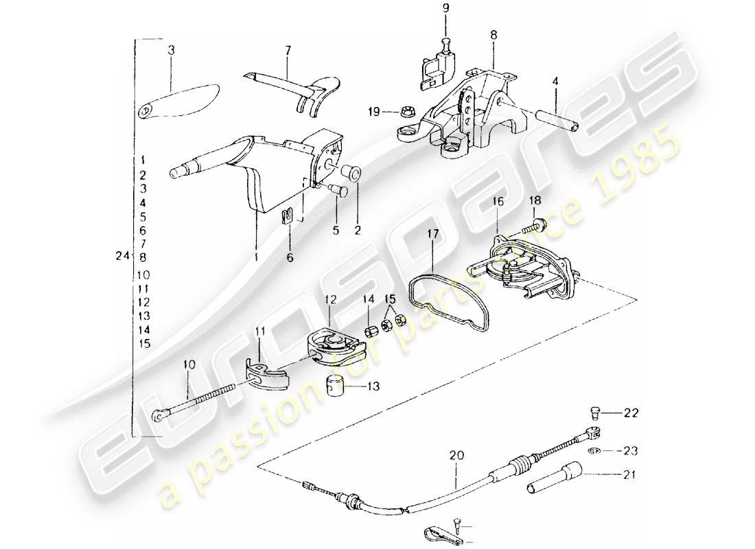 porsche 2000 (986 boxster) freno de mano - palanca de freno de mano diagrama de piezas