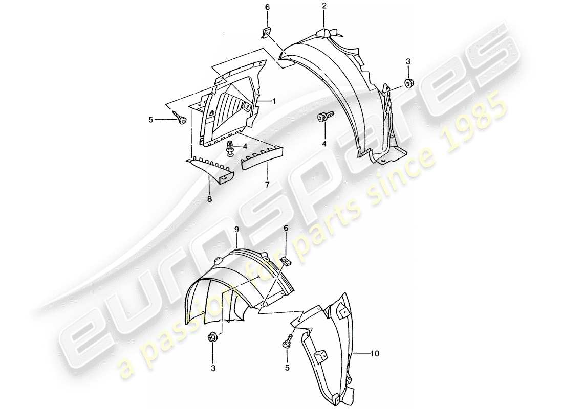 porsche 2001 (996 turbo / gt2) embellecedores - para - caja de ruedas diagrama de piezas