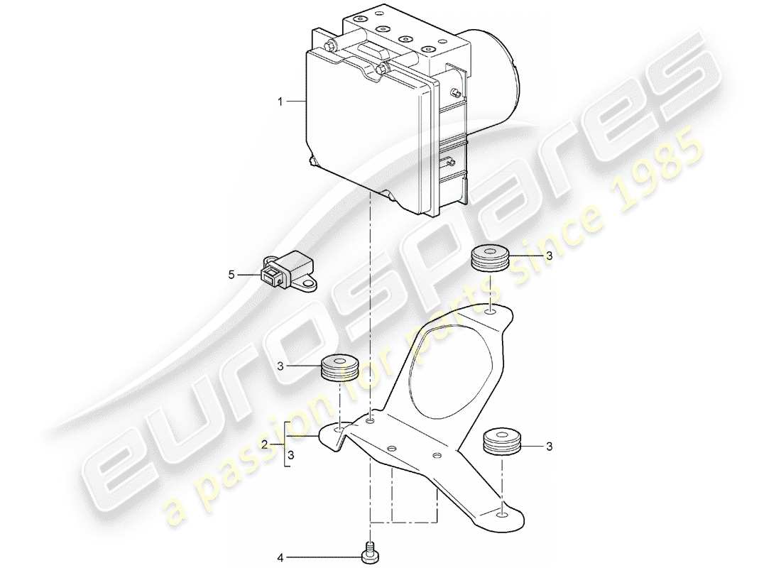 porsche 2005 (987 boxster) diagrama de piezas de la unidad hidráulica