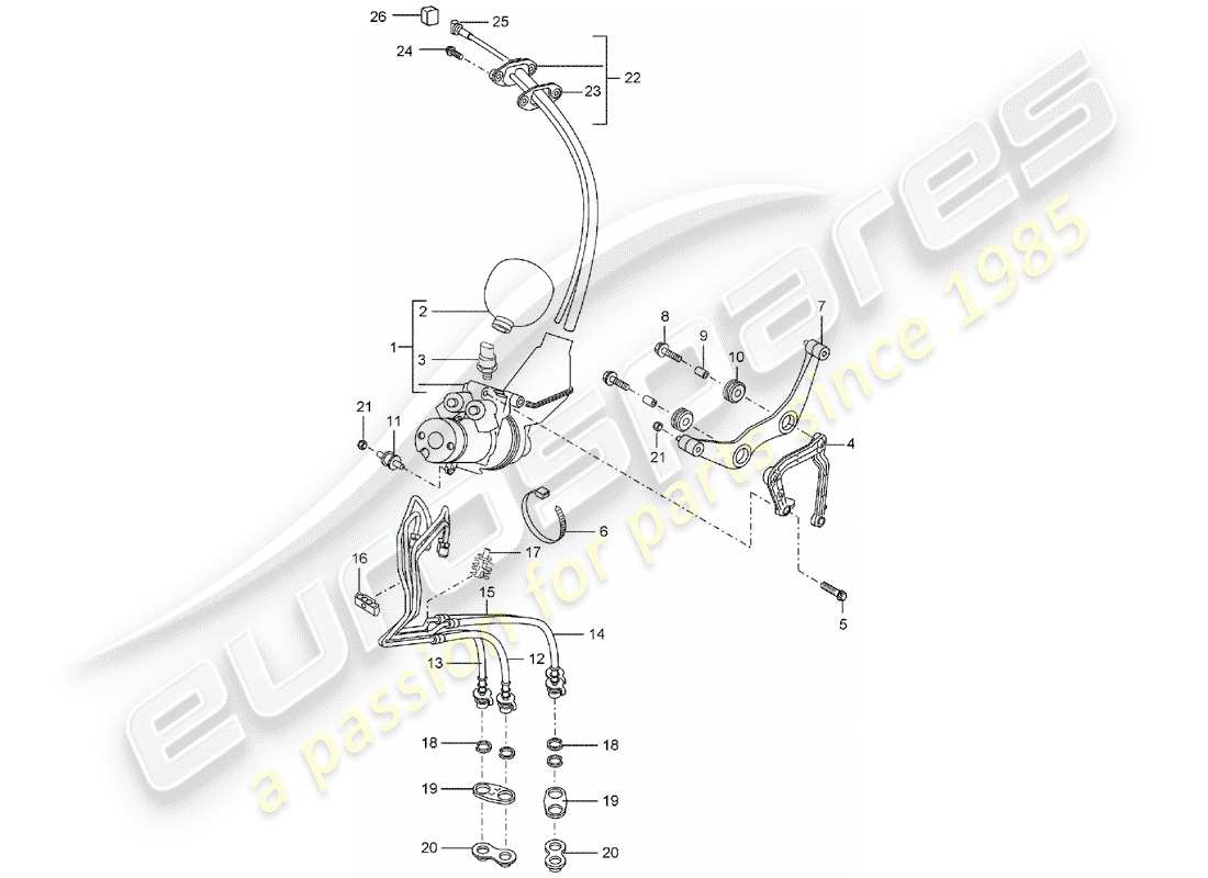 porsche 2006 (cayenne e1 9pa) diagrama de piezas de la unidad de control hidráulico