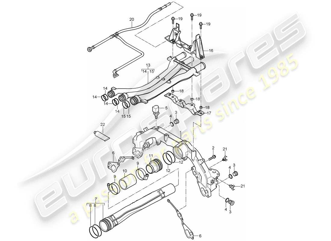 porsche 2006 (cayenne e1 9pa) diagrama de piezas de refrigeración por agua