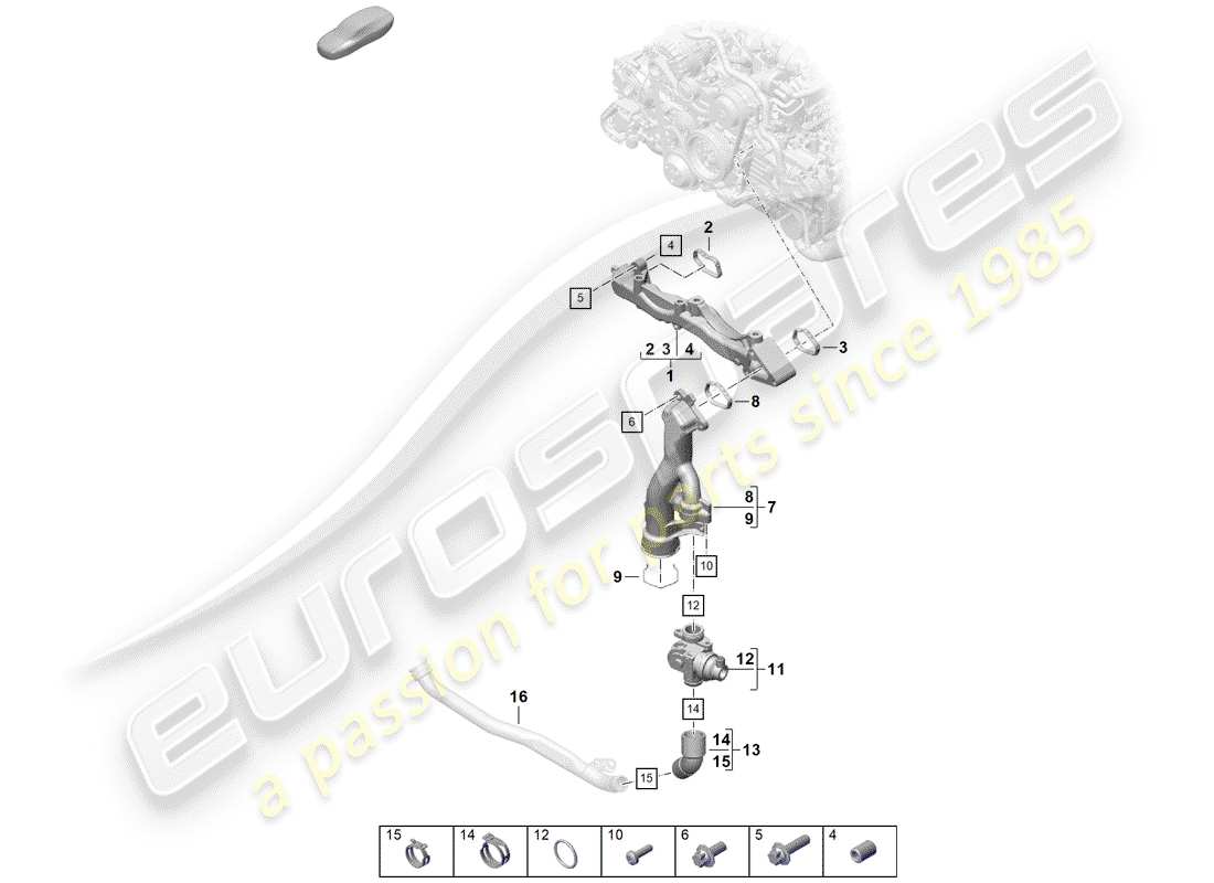 porsche 2019 (718 boxster spyder) submarco diagrama de piezas