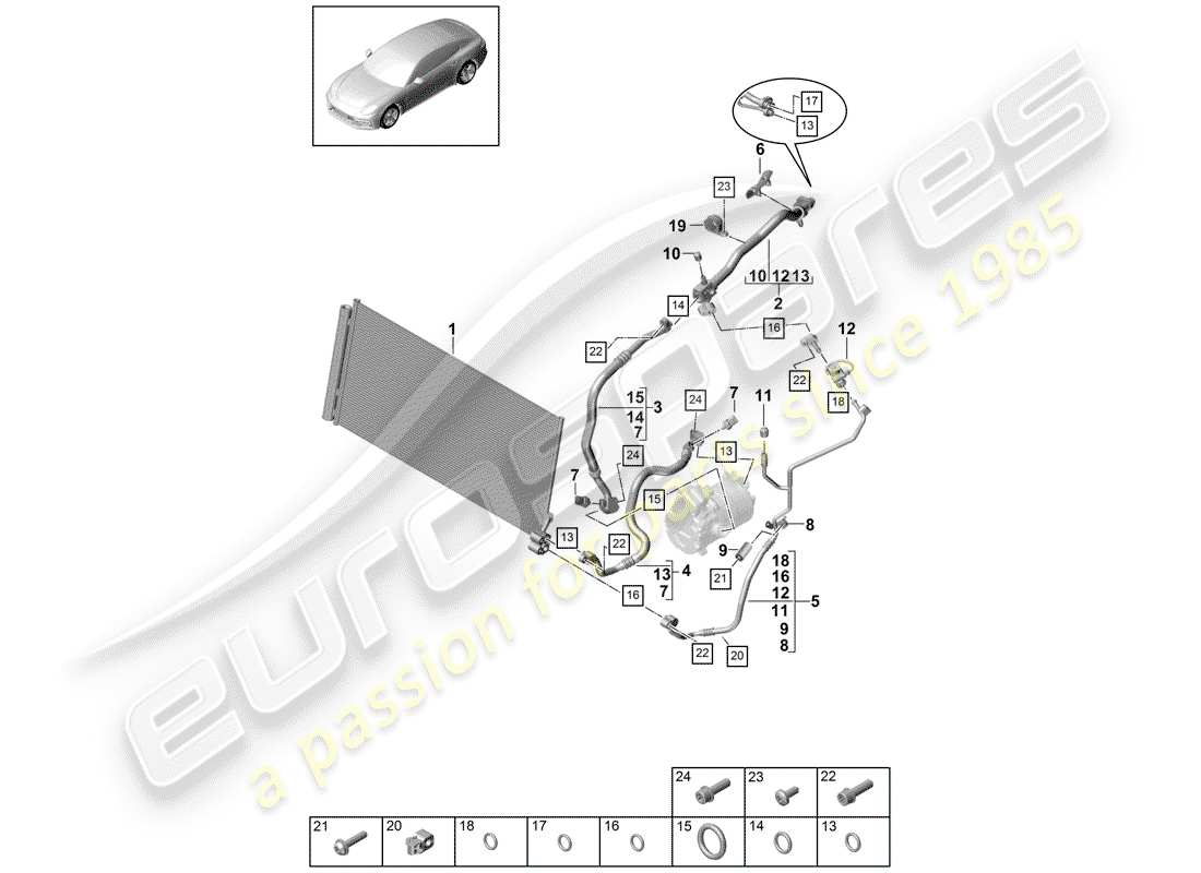 porsche 2018 (panamera 971-1) diagrama de piezas del circuito refrigerante