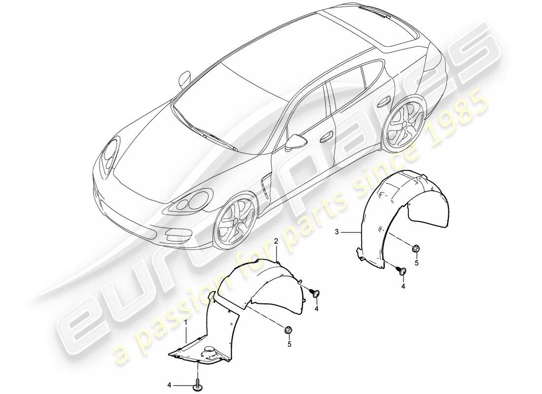 porsche 2011 (panamera 970) diagrama de piezas del revestimiento