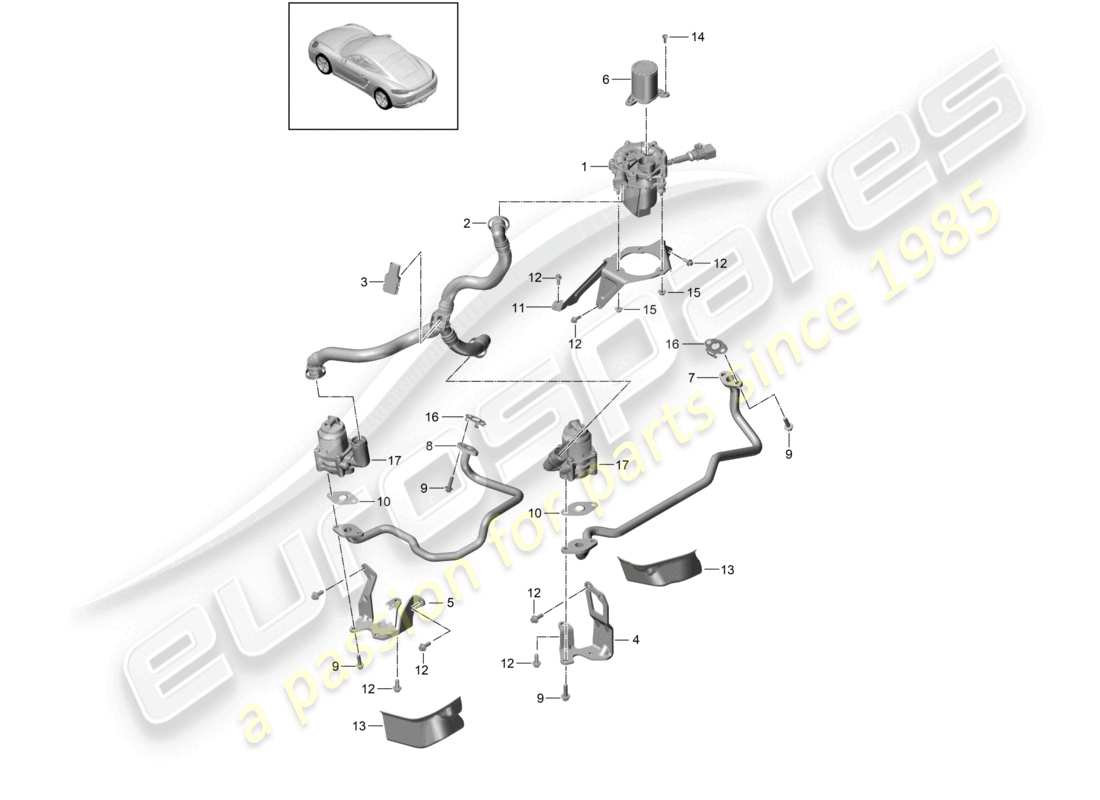 porsche 2020 (718 cayman) bomba de aire secundario diagrama de piezas
