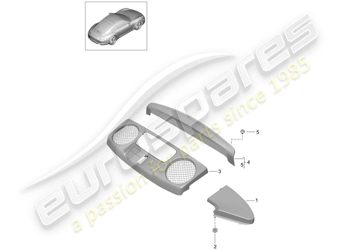 porsche 2012 (991-1) recubrimiento diagrama de piezas