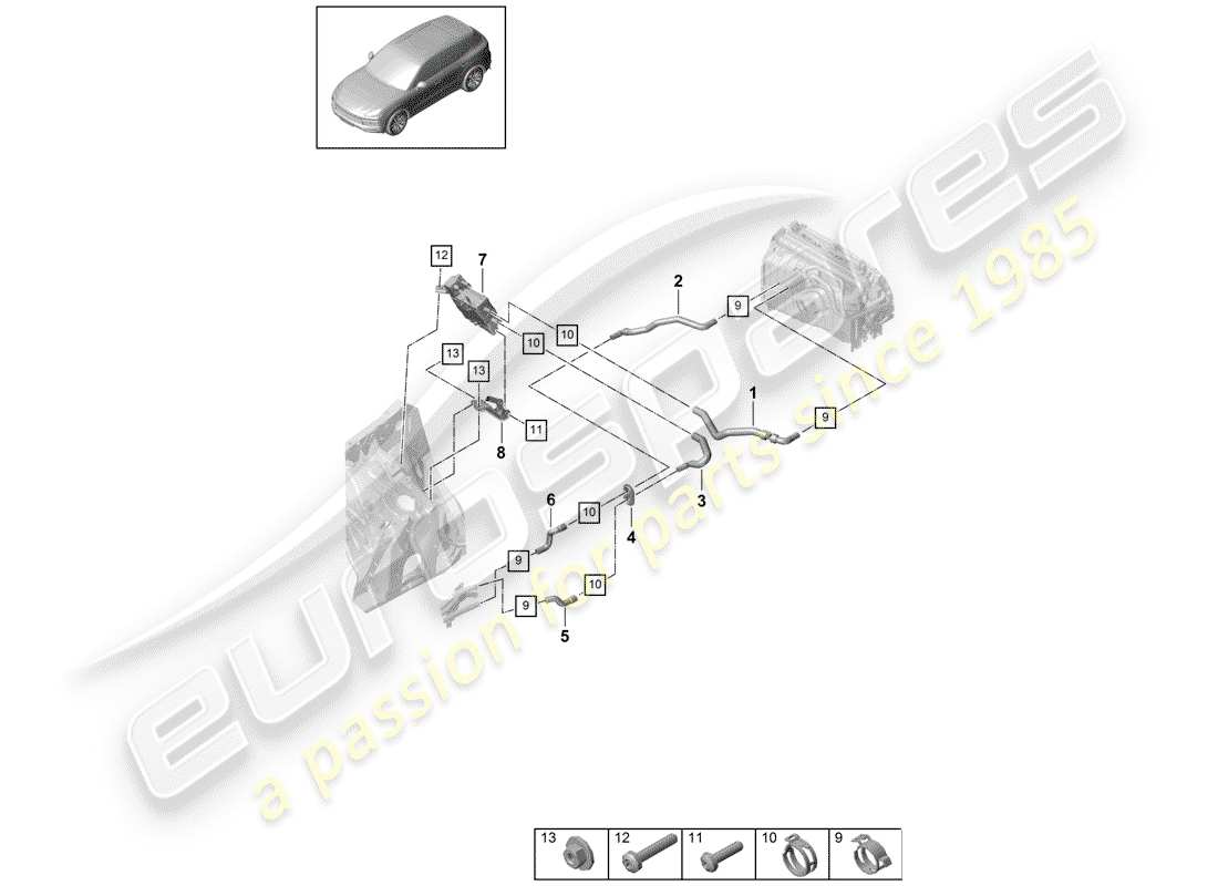 porsche 2020 (cayenne e3 9ya/9yb) calefacción, aire acondicionado. diagrama de piezas del sistema