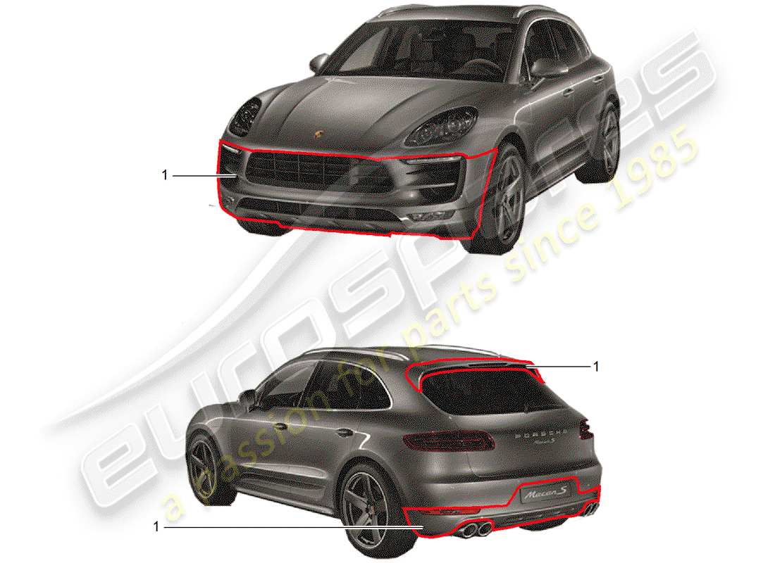 porsche 2015 (tequipment macan) paquete de diseño deportivo diagrama de piezas