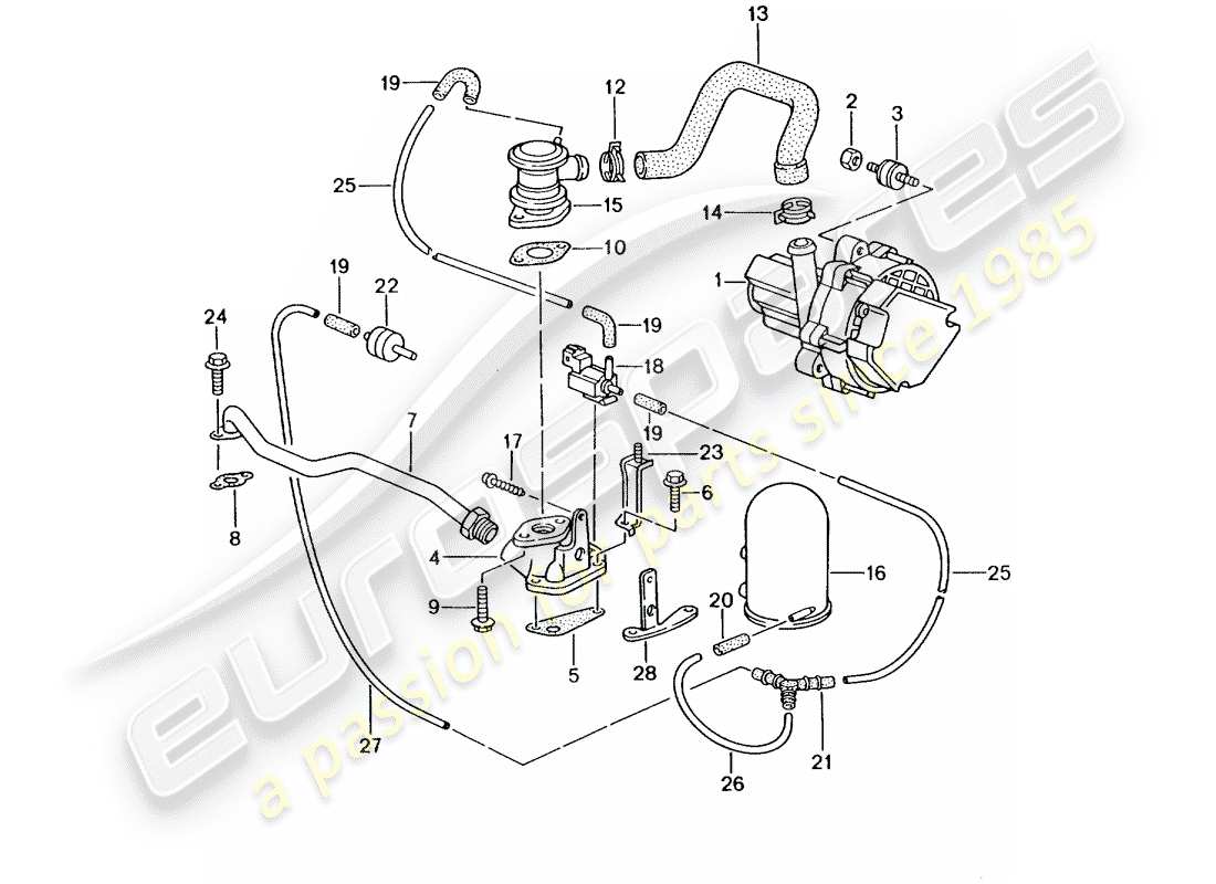 porsche 2000 (986 boxster) bomba de aire secundario - - d - mj 2000>> - mj 2002 diagrama de piezas