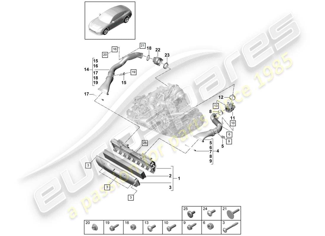 porsche 2017 (panamera 971-1) air cleaner housing diagrama de piezas