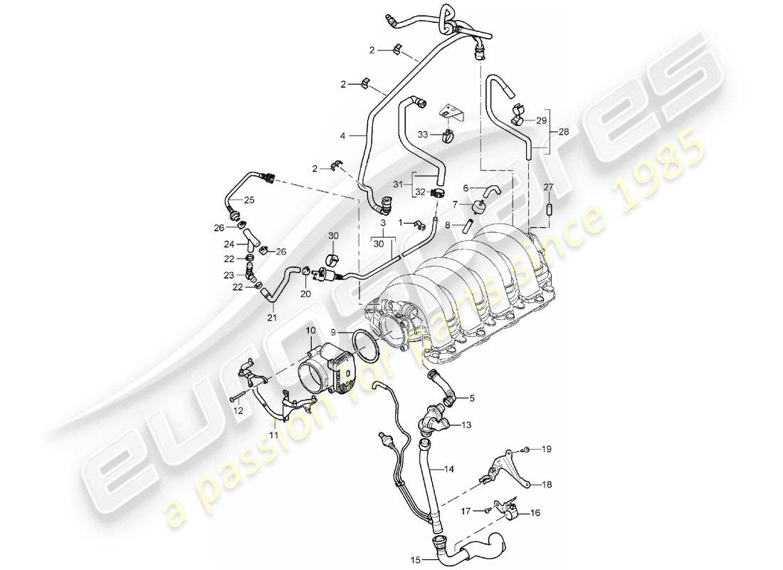porsche 2006 (cayenne e1 9pa) cuerpo del acelerador diagrama de piezas
