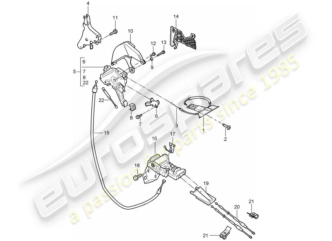 porsche 2007 (cayenne e1 9pa) operador de pie. freno de mano diagrama de piezas