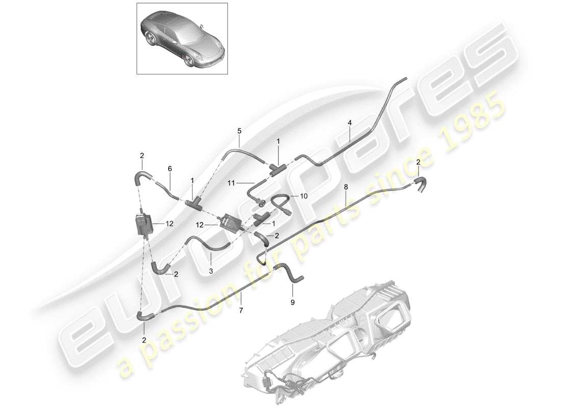porsche 2014 (991-1) diagrama de piezas del limpiador de aire