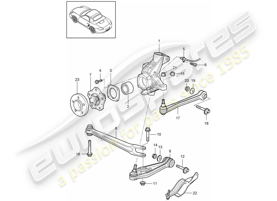 porsche 2011 (987 boxster) eje posterior diagrama de piezas
